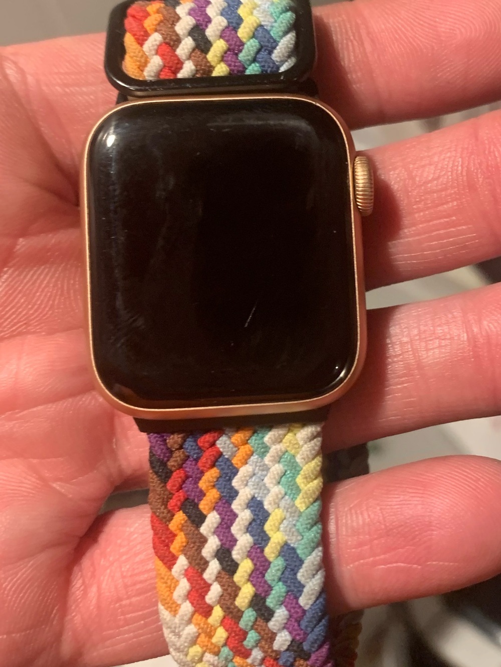 Apple Gold Smartwatch with Rainbow Braided Band